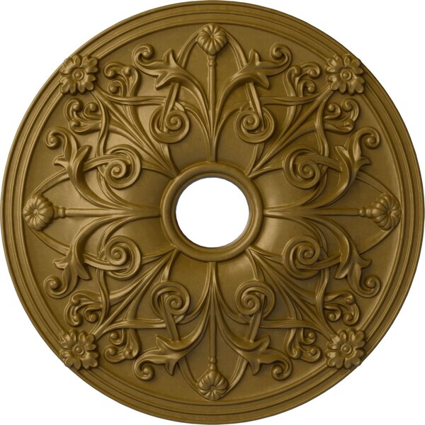 Ekena Millwork Jamie Ceiling Medallion (Fits Canopies up to 3 7/8"), 23 5/8"OD x 3 7/8"ID x 2 1/8"P, Gold CM23JAGLS - main